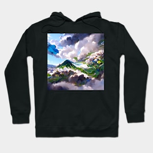 Beautiful Mountain Airy Skies Flower Nature Garden Village Hoodie